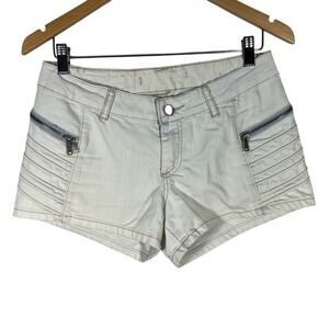 JOUJOU Premium Denim Company‎ White Wash Low Rise Zipper Accent Shorts
